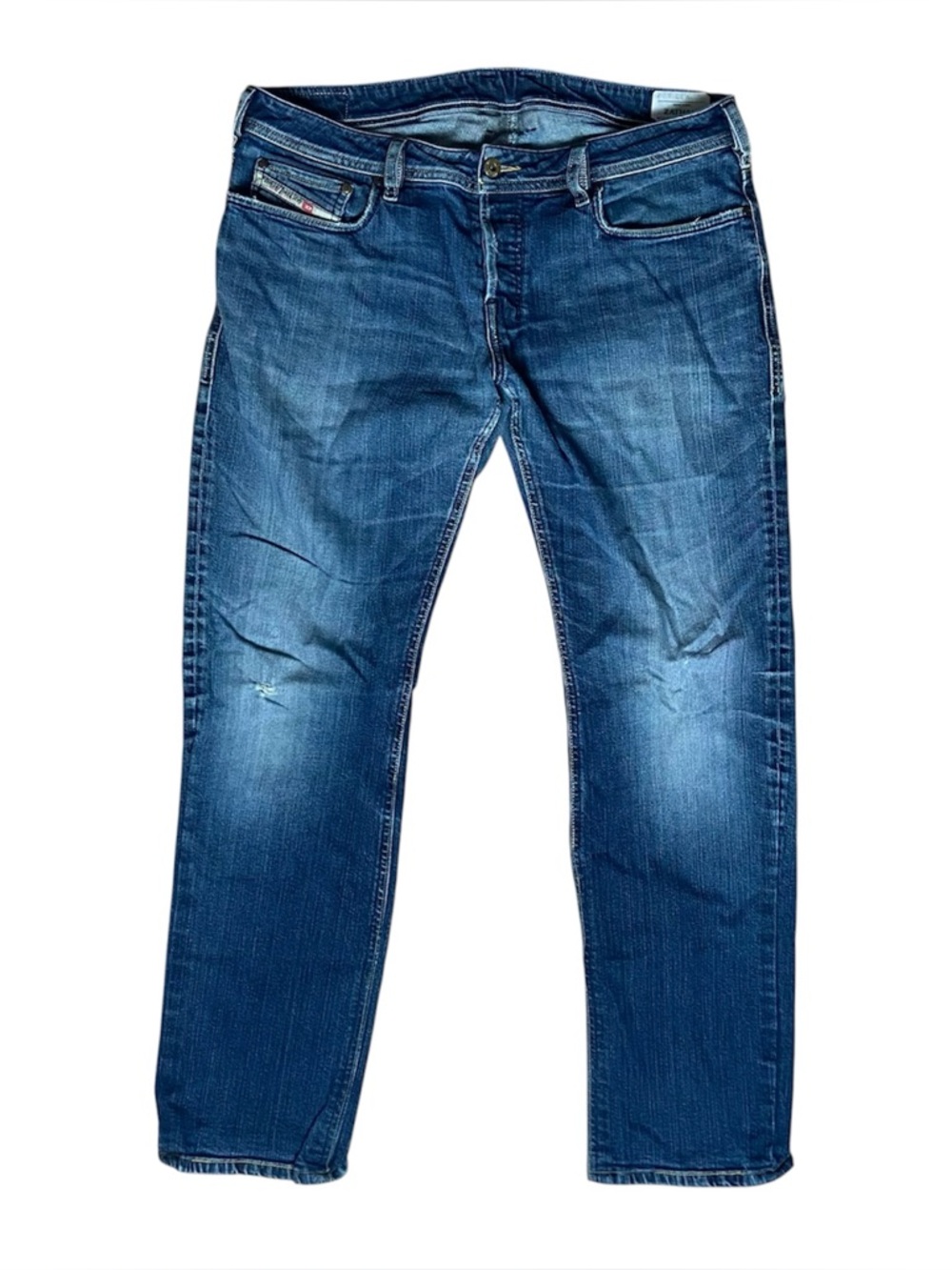 Diesel Zathan Bootcut Jeans Mens 33x32 Blue Distressed Y2K Denim 00882 - Picture 1 of 8